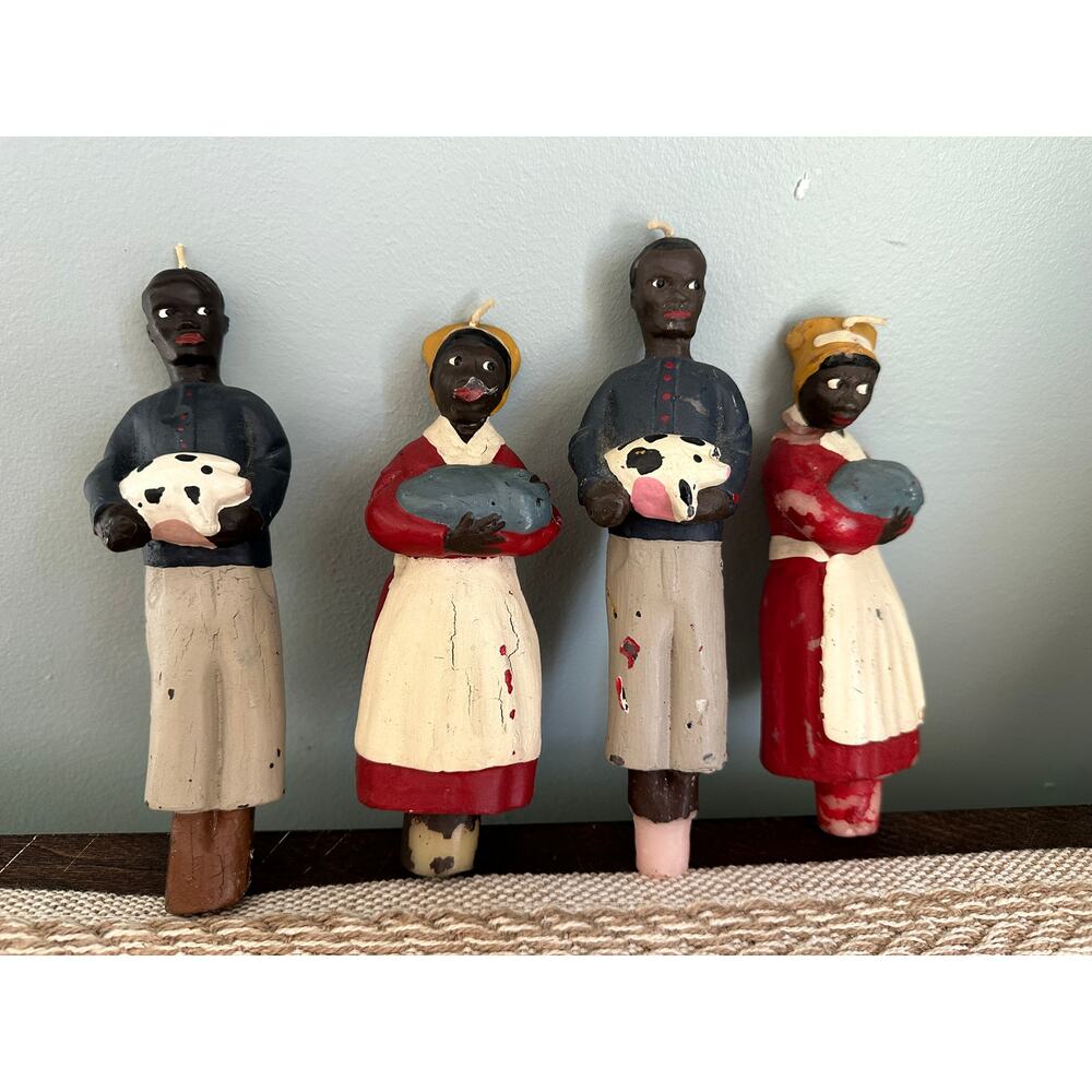 4 Folk Art Americana Figural Vintage Candles